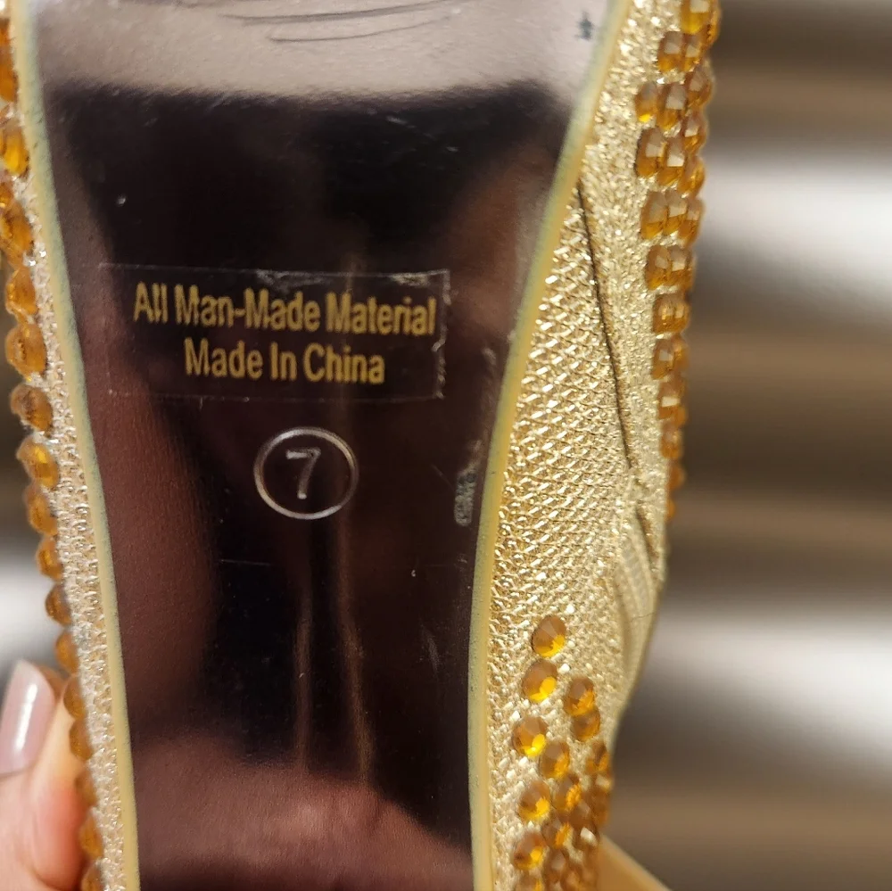 Gold Rhinestone Platform Heels - Picture 4 of 4
